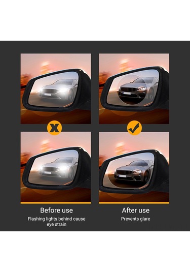 Ranyeek Oto Geribakış Aynası Yağmur Engelleme Filmi - Nano Teknolojiyle Su/toz/toz Koruma, Şeffaf Oval, 2 Adet Paket