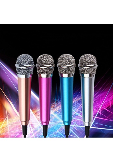 İphone Uyumlu Android İçin Standlı 3,5 Mm Mini Kondenser Mikrofon Telefon Karaoke Mikrofonu