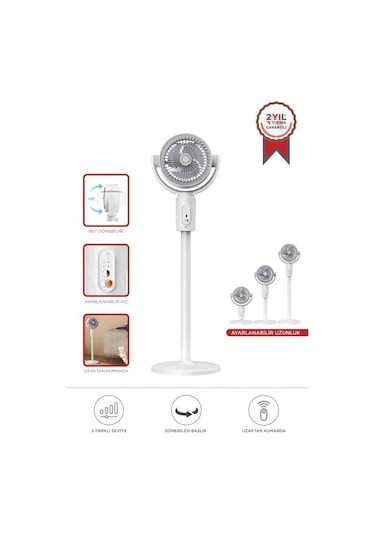 Torima F1 Air Fan Beyaz Kumandalı Yarlanabilir Vantilatör