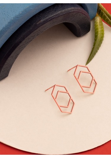 925 Ayar Gümüş İç İçe Altıgen Küpe