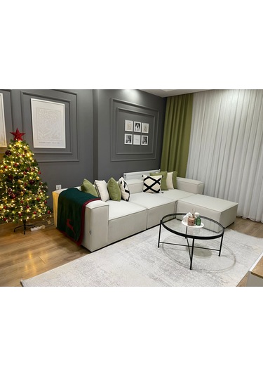 Mode Soft Köşe Koltuk Takımı 4 Modül Anka 02 Kırık Beyaz Kadife