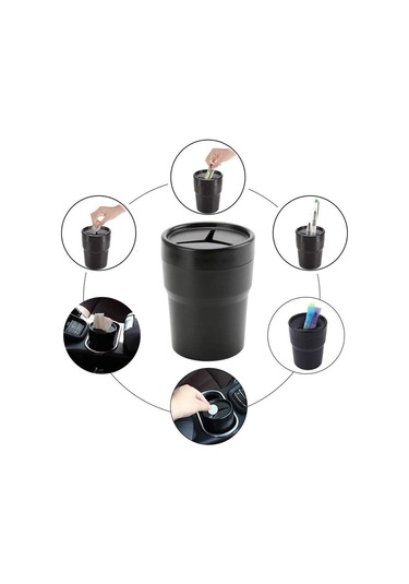 Kapaklı Araba Çöp Kutusu, Mini Otomatik Çöp Kutusu Sızdırmaz Araç Çöp Kutusu, Araba, Ev, Ofis, Mutfak İçin Konsol Veya Kapıda Bardak Tutucuya Uygun