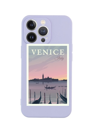 Iphone 13 Pro Uyumlu Venice Italy Tasarımlı Lila Telefon Kılıfı Mor80