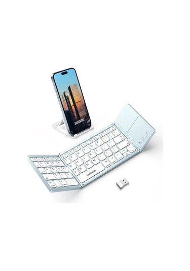 Samsung Uyumlu Samsers Touchpadli Katlanabilir Bluetooth Klavye Sky Blue