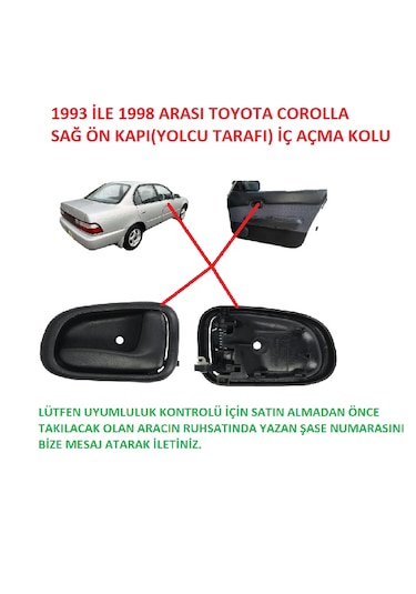 Efsane Kasa Toyota Corolla Sağ Ön Kapı İç Açma Kolu 1993-1998