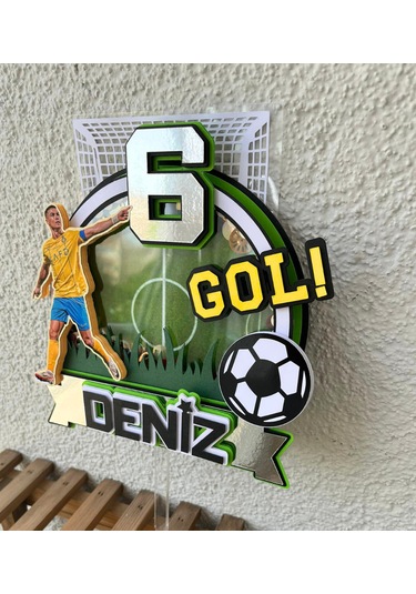 Futbol Temalı İsme Özel Erkek Çocuk Doğum Günü Pasta Süsü