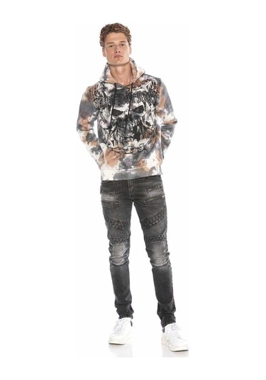 Cipo & Baxx Cl405 Kuru Kafalı Gotik Desen Kapşonlu Sweatshirt 001