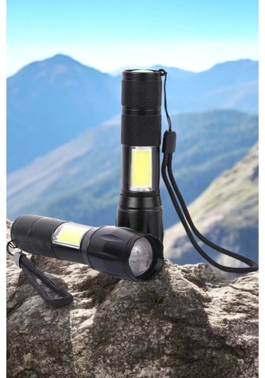 Şarjlı Metal Zoomlu El Feneri Işıldak Led Işık Taşınabilir El Lambası