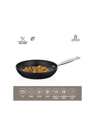 Amboss Black Dark Tava Yanmaz Yapışmaz Titanyum Kaplama - 24 Cm Siyah