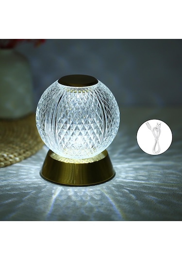 Neoglint Kristal Metal Başucu Lambası Akülü Masa Lambası Dokunmatik Kontrol Masa Lambası 3 Açık Renk