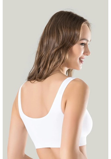 Melonika Kadın Beyaz Kalın Askılı Çıkarılabilir Pedli Örme Seamless Dikişsiz Basic Büstiyer Çok Renkli