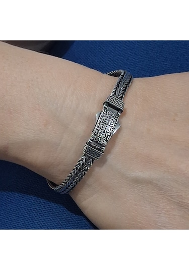 925 Ayar Gümüş Yeni Model Erkek Bileklik 5.5  Mm
