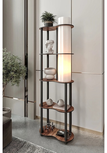 Ravilo Sperenza Dekoratif Raflı Lambader Ceviz Ceviz