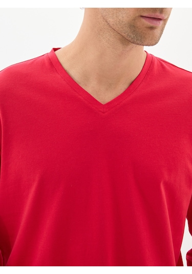 Erkek T-shirt 40816 - Kırmızı Kırmızı
