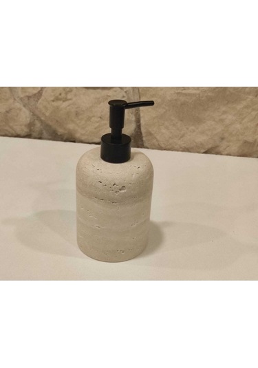 Traverten Doğal Taş Sıvı Sabunluk Mat Siyah Pompalı Gold