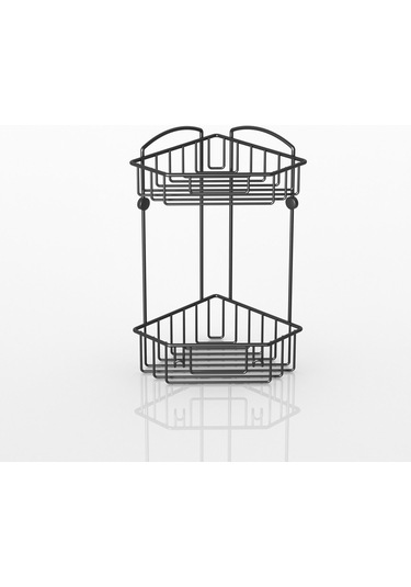 Teknotel İki Katlı Kancalı Banyo Rafı Siyah Es092 Çok Renkli
