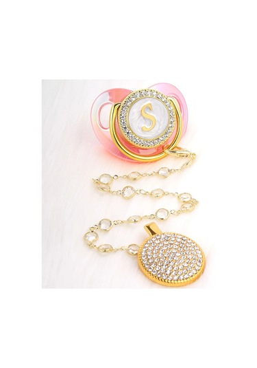 Altın Emzik Boncuk Bling Rhinestone Emzik Klipsi Prenses Bling Bpa  Sil Smt090-s Smt090-s