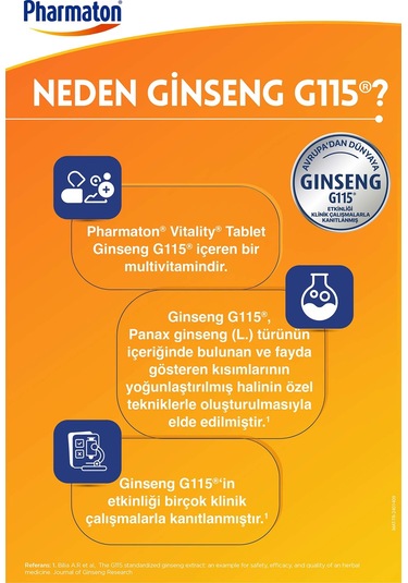 Pharmaton Vitality Ginseng G115 Multivitamin ve Mineraller 60 Tablet