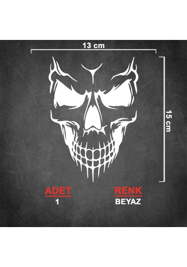 Kuru Kafa Sticker Model 1 - Oto Sticker - Araba Sticker - Araç Sticker - 13cm X 15cm - Beyaz