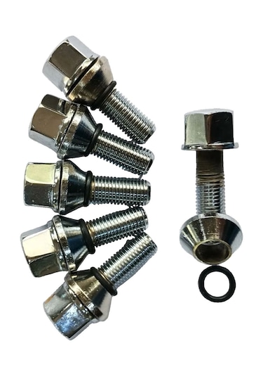 Bijon Krom Kaplı M12 X 1.5 Aa 19 Mm Diş 28 Boy 54mm 5 Adet