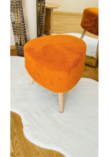 Bohem Tarz Teddy Kumaş Üçgen Puf, Makyaj Taburesi, Bench, Tarçın