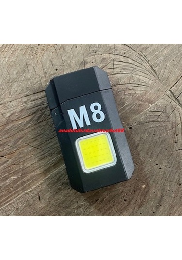 M8 Şarjlı Led Lamba Kamp Lambası Kamp Çakmak Mini Şarjlı Çakmak Fener Siyah