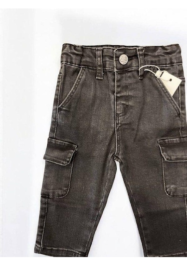 Çikoby Erkek Bebek Kargo Cep Detaylı Kot Pantolon-14878 Siyah