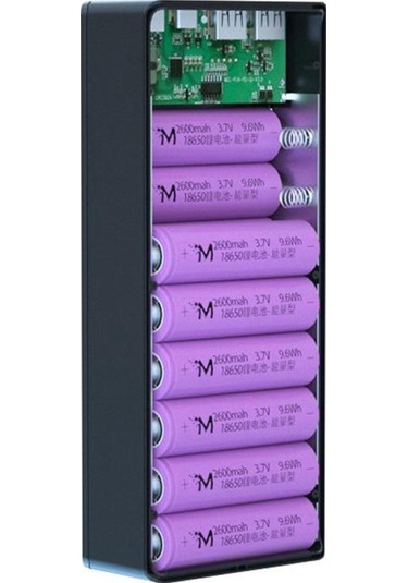 Siyah 16 18650 Usb Kaynaksız Pil Saklama Kutusu Hızlı Kablosuz Şarj Gücü Kutusu C16-pd-qı