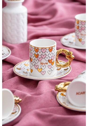 Acar Juliette 6 Kişilik Kahve Fincanı Takımı 90 Ml Pembe 06013