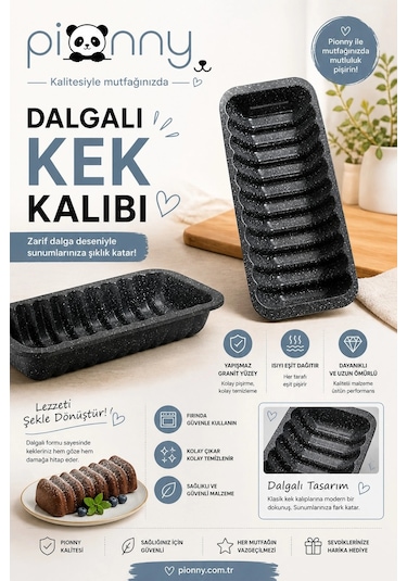 Pionny Baton Dilimli Döküm Kek Kalıbı Siyah