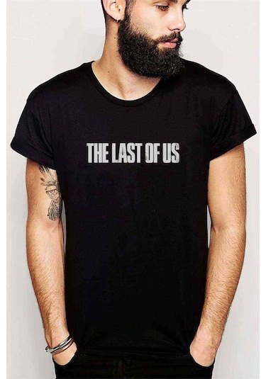 The Last Of Us Logo Baskılı Siyah Erkek Tshirt (528783023)