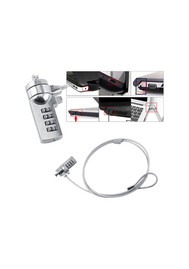 Konesam 110 Cm 4 Basamaklı Yeniden Ayarlanabilir Not Defteri Güvenlik Kilit, Çelik Kablolu Anti-hırsızlık, Tüm Dizüstü Ve Masaüstü Bilgisayarlarda Uyumlu