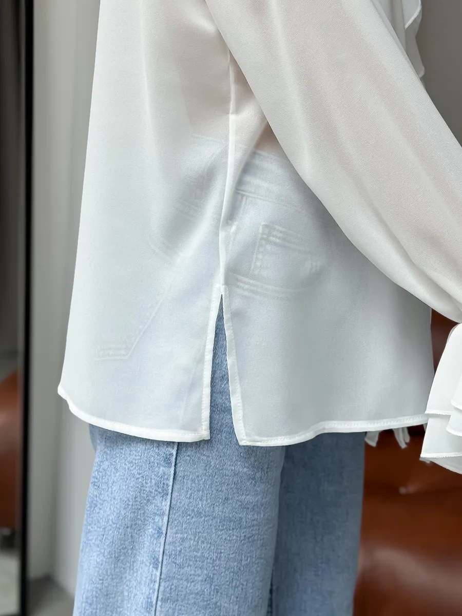 Masya Beyaz Fırfırlı Şık Bluz 449250351 Beyaz