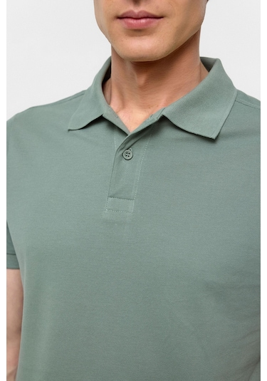 SÜVARİ Su Yeşili Slim Düz Polo Yaka Tişört-38588 Su Yeşili