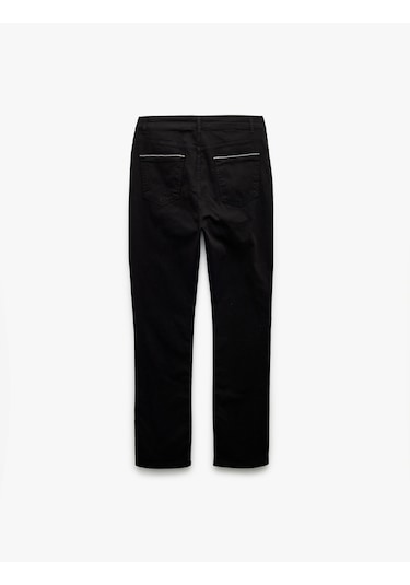 Koton Normal Bel Düğmeli Pamuklu Cep Detaylı Gabardin Pantolon Siyah 6wam40063hw Siyah