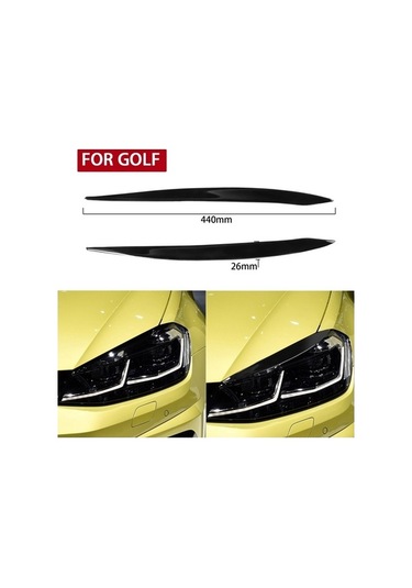 Novahub Volkswagen Golf 7 / 7.5 2013-2018 İçin Siyah Kaş Dekor Etiket, Yumuşak Araba Farı Kaş Siyah