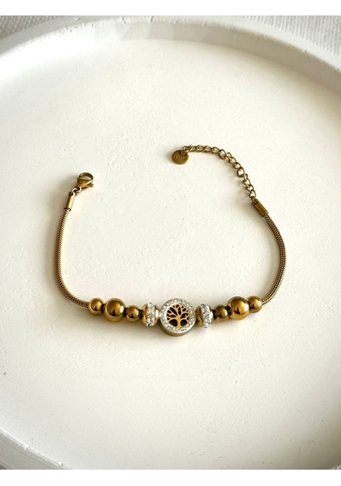 Kadın Çelik Bileklik Yaşam Ağacı Taş Detay Kararmaz Bileklik Altın Kadın Çelik Bileklik Yaşam Ağacı Taş Detay Kararmaz Bileklik Altın