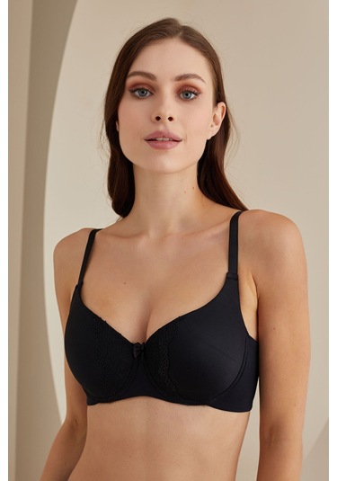 Loya Kadın Siyah Dantel Detaylı Toparlayıcı Sütyen Siyah