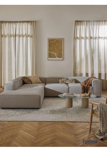 Most Mollis Pro 4 Modül Sol Köşe Koltuk 10 Kahverengi Keten Kumaş