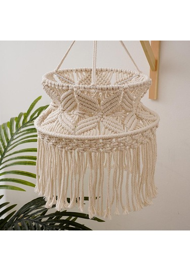 Homyl Makrome Dokuma Abajur Asılı Lamba Kapağı Ev Duy-olmadan