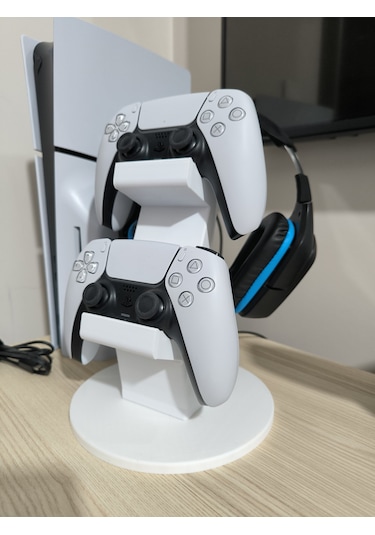 Ps5 2li Kol Tutucu + Kulaklık Standı 3 İn 1 Beyaz