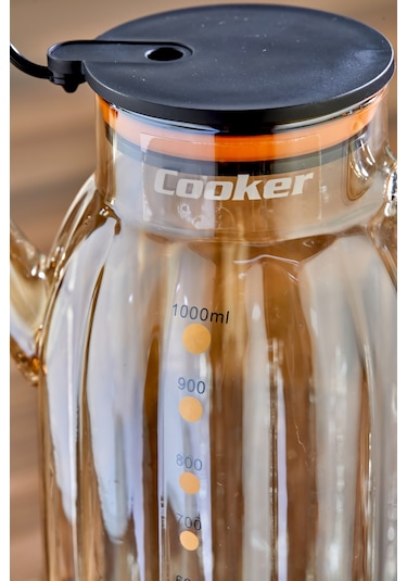 Cooker 1.1 Litre Borosilikat Cam Yağdanlık Ve Sirkelik Zeytinyağ Şişesi Şeffaf Siyah