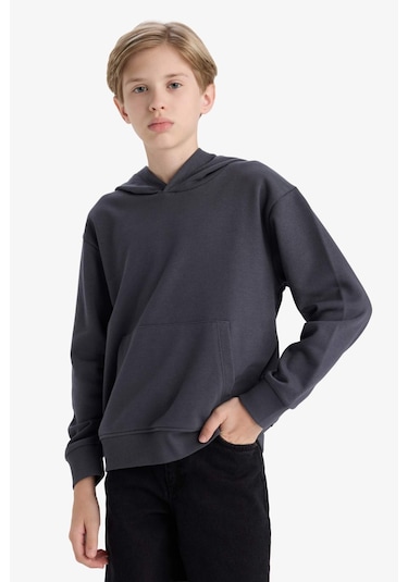 Defacto Erkek Çocuk Basic Düz Kapüşonlu Sweatshirt E9558a825auar126 Antrasit Defacto Erkek Çocuk Basic Düz Kapüşonlu Sweatshirt E9558a825auar126 Antrasit