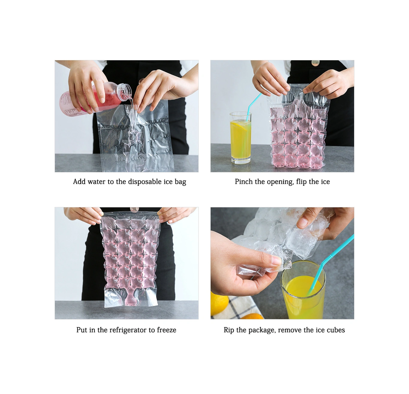 Geeroyoo 10 Adet Pe Dondurma Bloku Moldsı - Otomatik Kapaklı Buz Çekirdek Torbaları, Soğutma Ve Soğuk Saklama İçin Çok Renkli