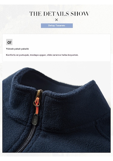 Sıcak Ve Kalın Polar Ceket, Bol Kesim Erkek Ceketi Mavi