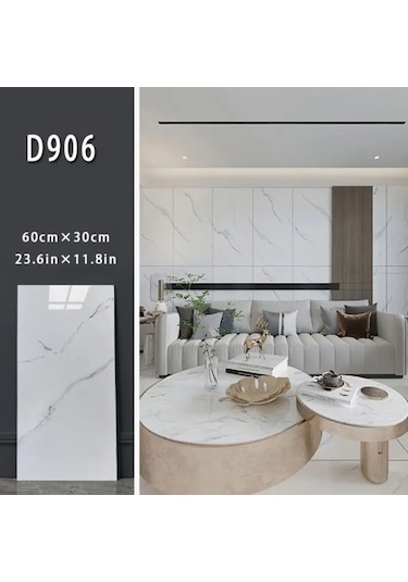 Periboia Beyaz Mermer Desenli Alüminyum Plastik Duvar Stickerı Karışık Renkli