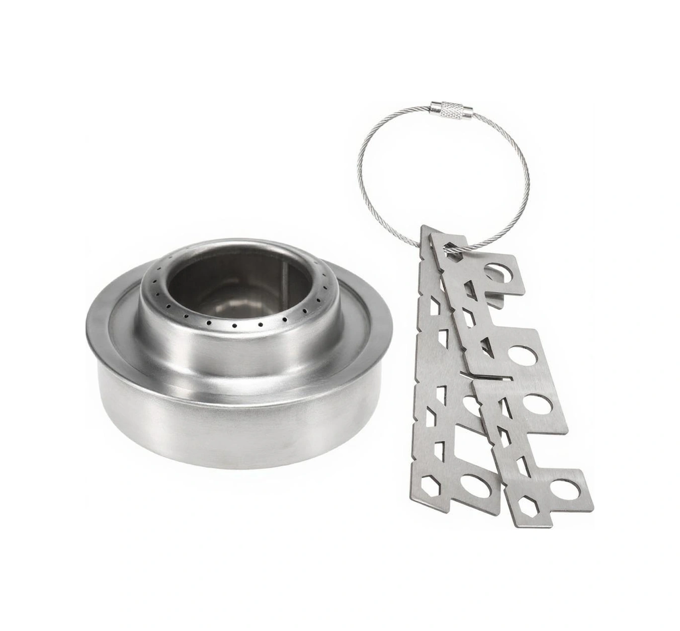 Dofolink Lıxada Çelik Alkollü Ocak Seti: Taşıma Kolaylığı, Isıtma Fonksiyonu İle Kamp, Piknik Ve Doğa Seyahatleri İçin Yangın Söndürücü Kapağı Ve Çapraz Tutucu İçerir Gümüş