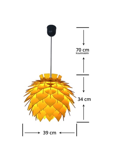 Lotus Dekoratif Avize Sarkıt Abajur Lambader Şapkası Sarı
