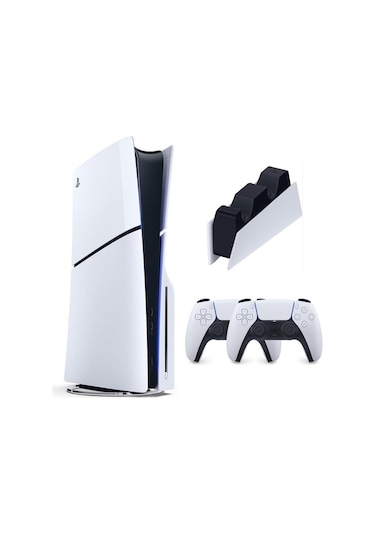 Sony Playstation 5 Slim CD'li Edition + 2 Dualsense Kol + Şarj İstasyonu Oyun Konsolu (İthalatçı Garantili)