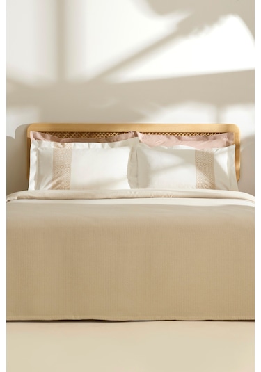 Kaşmir Home Frig %100 Pamuk Çift Kişilik Pike Takımı Bej Bej